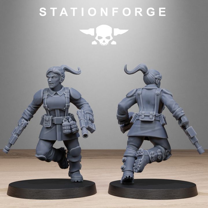 Free Guard Sisters, Imperial Army proxy miniature, infantry, 28mm heroic scale unpainted resin, view 7