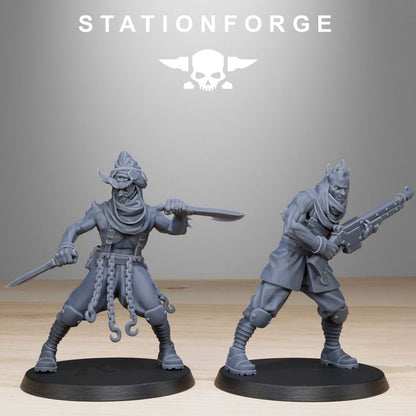 Dark Space Knights Guard Lechers (12 Units), proxy miniature, squad, 28mm heroic scale unpainted resin, view 5