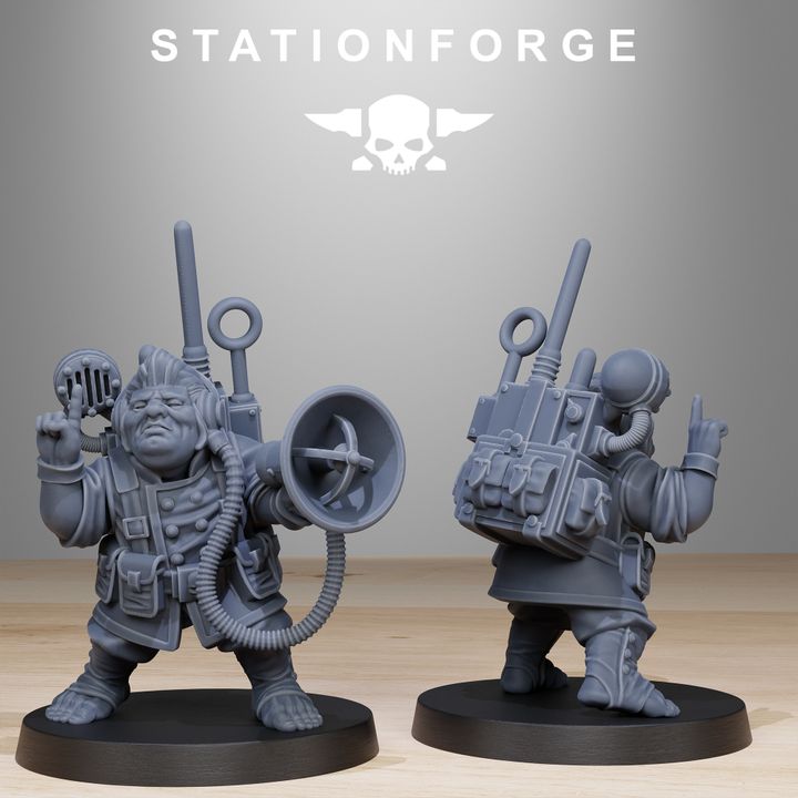 Grim Guard Skulldart Trappers, Imperial Army proxy miniature, infantry, 28mm heroic scale unpainted resin, view 5