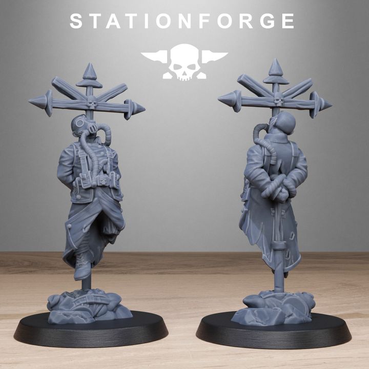 Grim Guard Objective Markers, Imperial Army proxy miniature, infantry, 28mm heroic scale unpainted resin, view 2