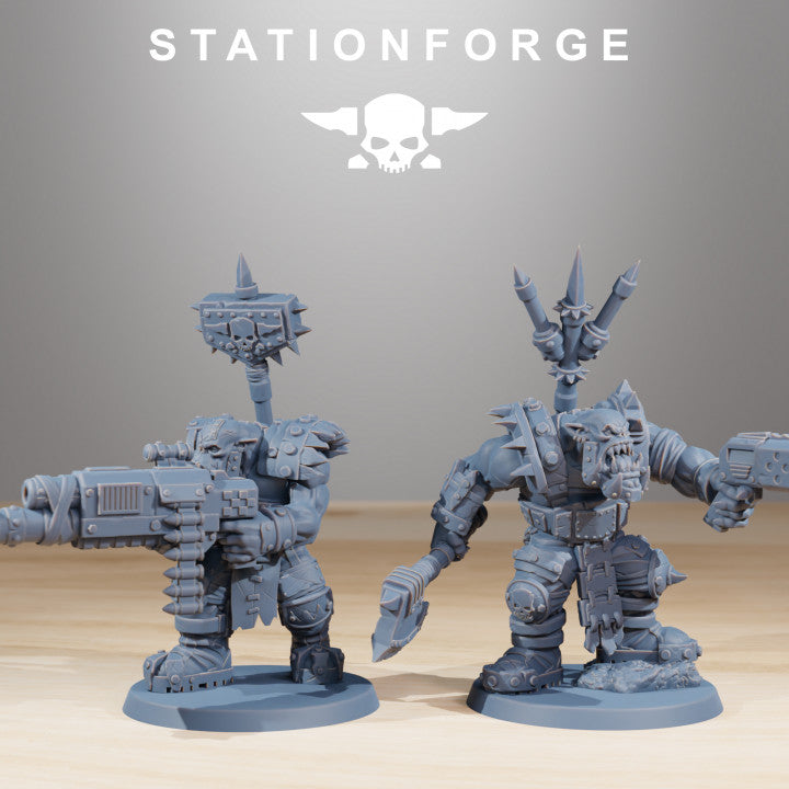 Orks Skullkrushers (10 Units), proxy miniature, squad, 28mm heroic scale unpainted resin, view 2