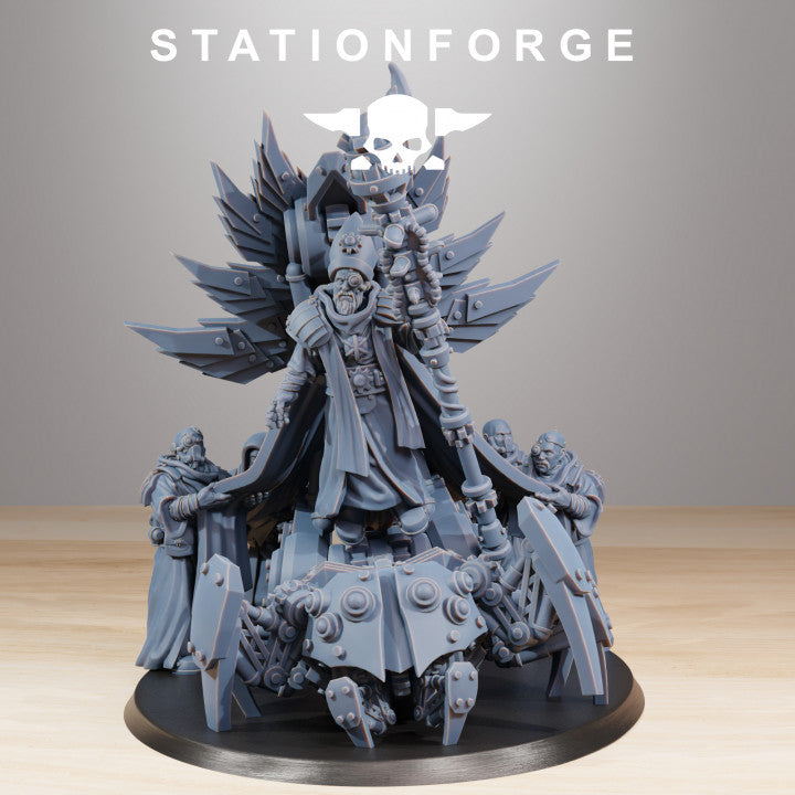 Scavenger Priest, Tech Priests proxy miniature, character, 28mm heroic scale unpainted resin, view 4