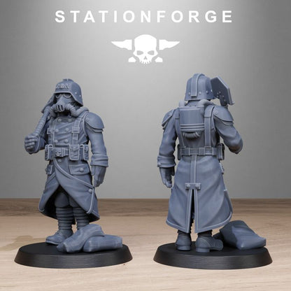 Grim Guard Chill Squad, Imperial Army proxy miniature, 28mm heroic scale unpainted resin, view 3
