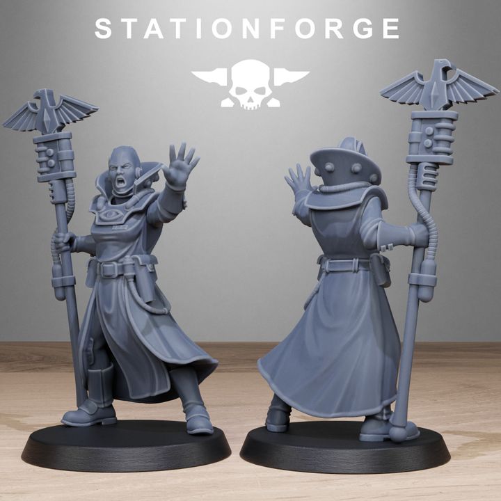 Inquisition Seers, 28mm heroic scale unpainted resin, view 3
