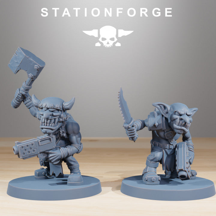 Orks Gobs Infantry, proxy miniature, 28mm heroic scale unpainted resin, view 4