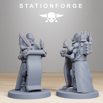 Scavenger Vicars Writer Zovu, Tech Priests proxy miniature, 28mm heroic scale unpainted resin, view 3