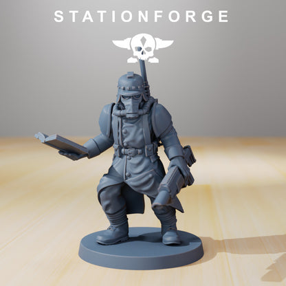 Grim Guard Supporters, Imperial Army proxy miniature, infantry, 28mm heroic scale unpainted resin, view 3