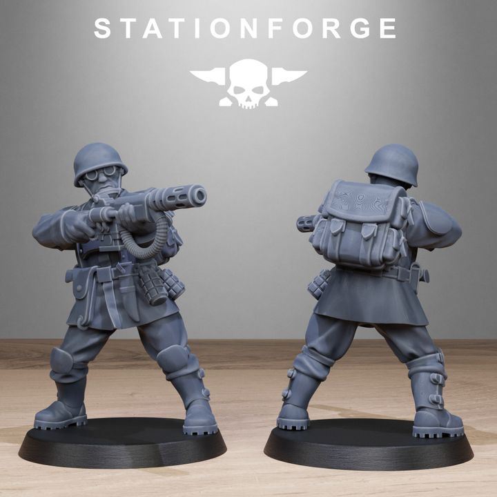 Free Guard Infantry, Imperial Army proxy miniature, 28mm heroic scale unpainted resin, view 4