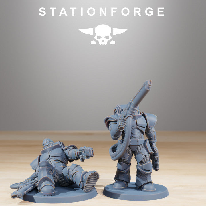 Space Knights Exterminators (10 Units), proxy miniature, squad, 28mm heroic scale unpainted resin, view 3