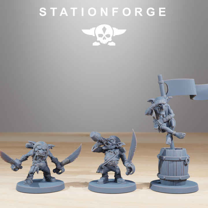 Orks Gobs Pirates, proxy miniature, 28mm heroic scale unpainted resin, view 5