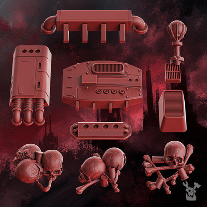 Crimson Knights Decor Set, resin miniature bases, bits, 28mm heroic scale unpainted resin, view 2