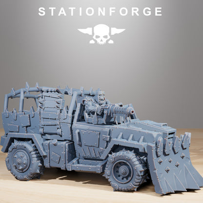 Orks Party Wagon V2, proxy miniature, 28mm heroic scale unpainted resin, view 3