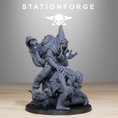 Scavenger Lotharius, Tech Priests proxy miniature, 28mm heroic scale unpainted resin, view 2