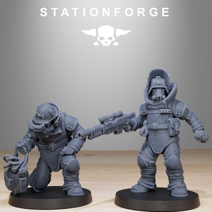 Imperial Army Grim Guard Bomb Squad (10 Units), 28mm heroic scale unpainted resin, view 4