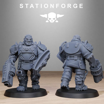 Grim Guard Armored Mutants, Imperial Army proxy miniature, infantry, 28mm heroic scale unpainted resin, view 6