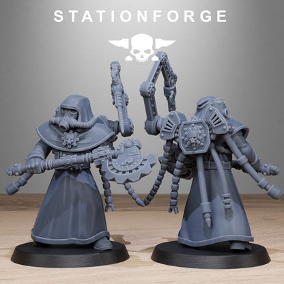 Grim Guard Tech Engineers, Imperial Army proxy miniature, character, 28mm heroic scale unpainted resin, view 7