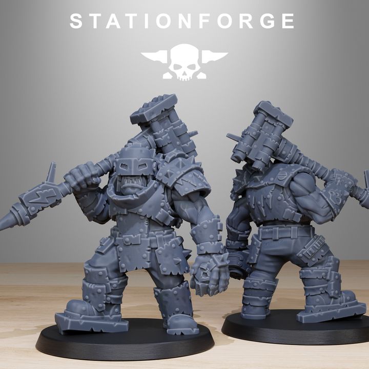 Orks Smashers (8 Units), proxy miniature, squad, 28mm heroic scale unpainted resin, view 5