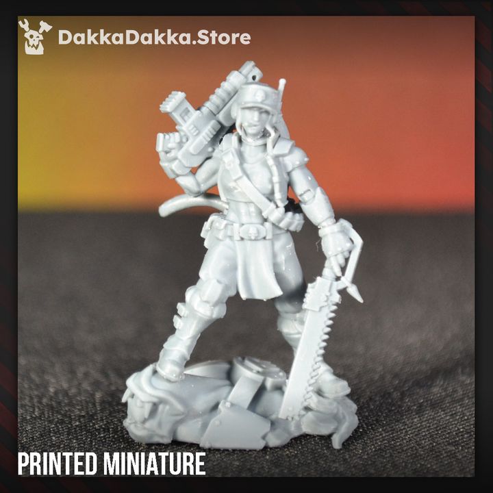 The Ork Slayers Commander, Imperial Army proxy miniature, character, 28mm heroic scale unpainted resin, view 5