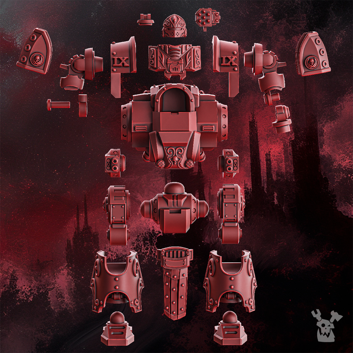 Crimson Knights Heavy Walker, proxy miniature, 28mm heroic scale unpainted resin