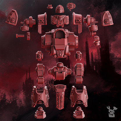 Crimson Knights Heavy Walker, proxy miniature, 28mm heroic scale unpainted resin