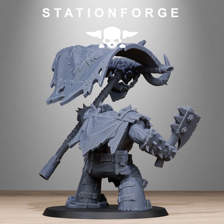 Orks Bearer Boss, proxy miniature, character, 28mm heroic scale unpainted resin, view 4