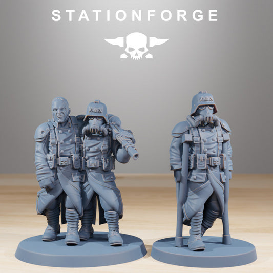 Grim Guard Casualties, Imperial Army proxy miniature, infantry, 28mm heroic scale unpainted resin, view 2
