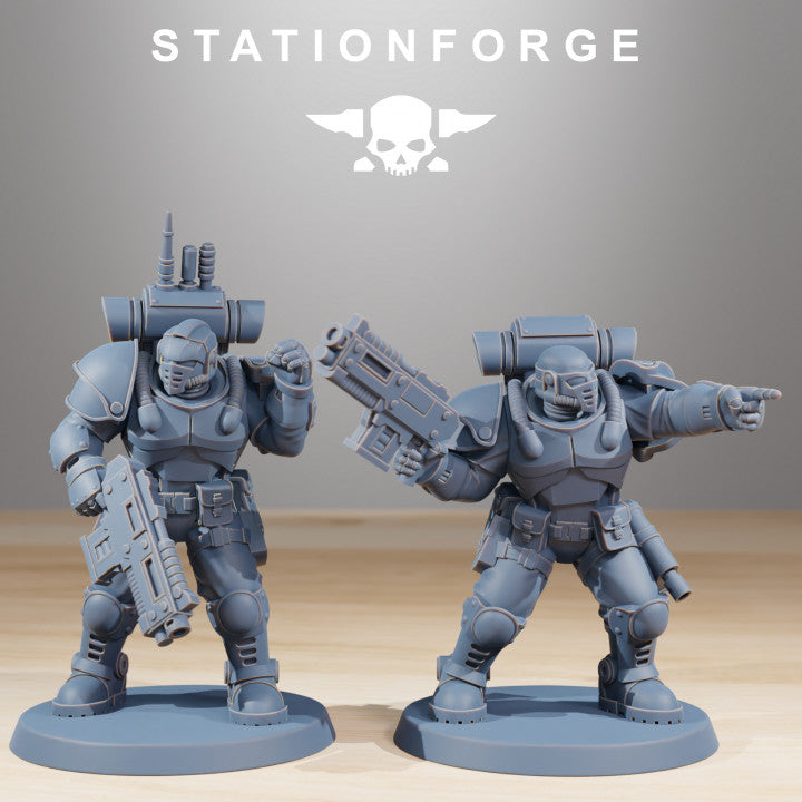 Space Knights Light Infantry (10 Units), proxy miniature, squad, 28mm heroic scale unpainted resin, view 2