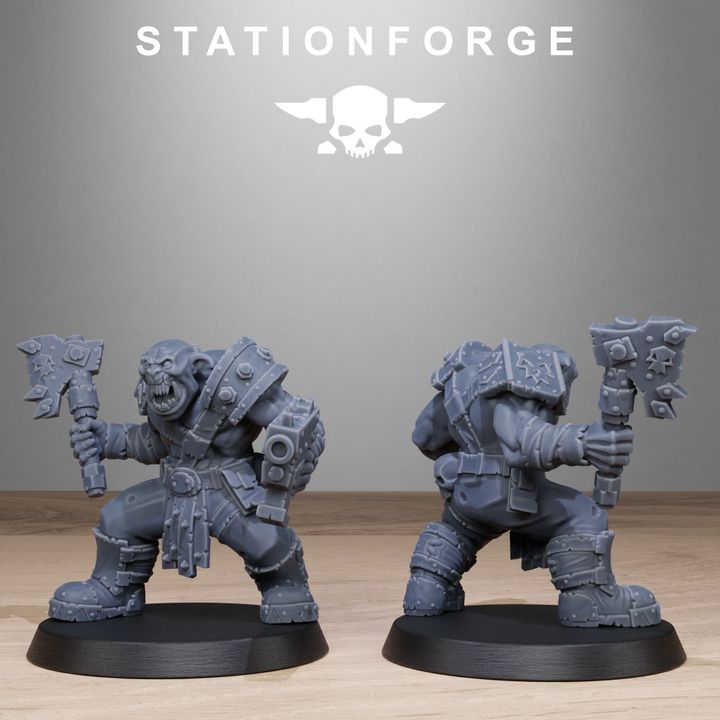 Orks Bros Infantry, proxy miniature, 28mm heroic scale unpainted resin, view 7