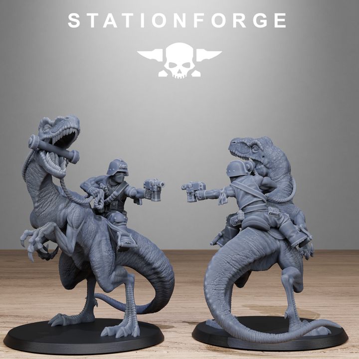 Grim Guard Jungle Raptors, Imperial Army proxy miniature, infantry, 28mm heroic scale unpainted resin, view 8