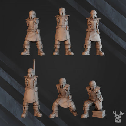 Regius Guard Bedouin Heavy Fire Support Squad, Imperial Army proxy miniature, 28mm heroic scale unpainted resin, view 6