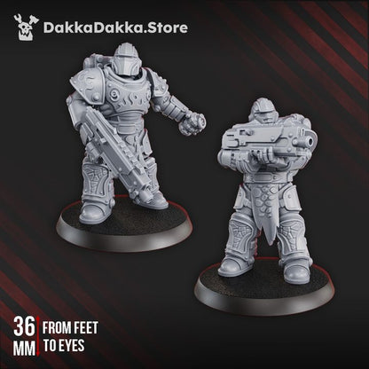 Flame Knights Warriors Tactical Squad, proxy miniature, 28mm heroic scale unpainted resin, view 6