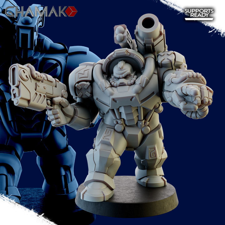 Space Dwarf Iron Guards (5 Units), proxy miniature, squad, 28mm heroic scale unpainted resin, view 2