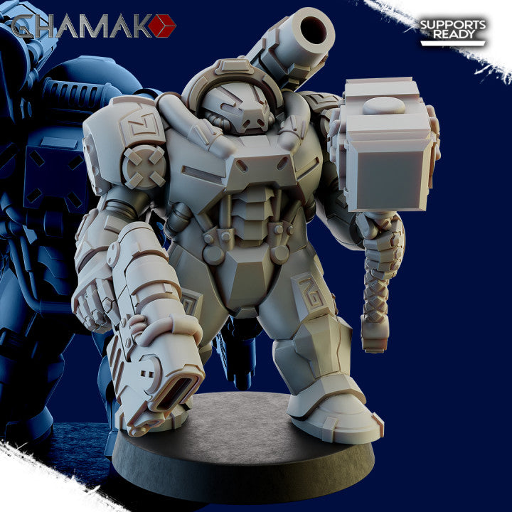Space Dwarf Iron Guards (5 Units), proxy miniature, squad, 28mm heroic scale unpainted resin, view 3