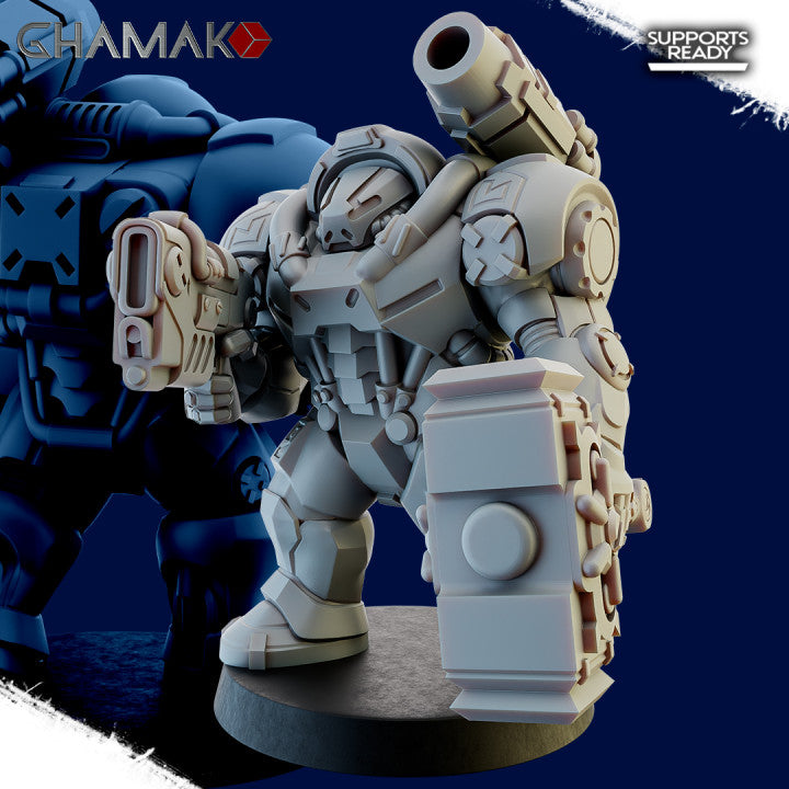 Space Dwarf Iron Guards (5 Units), proxy miniature, squad, 28mm heroic scale unpainted resin, view 4