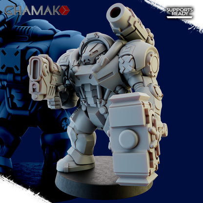 Space Dwarf Iron Guards (5 Units), proxy miniature, squad, 28mm heroic scale unpainted resin, view 4