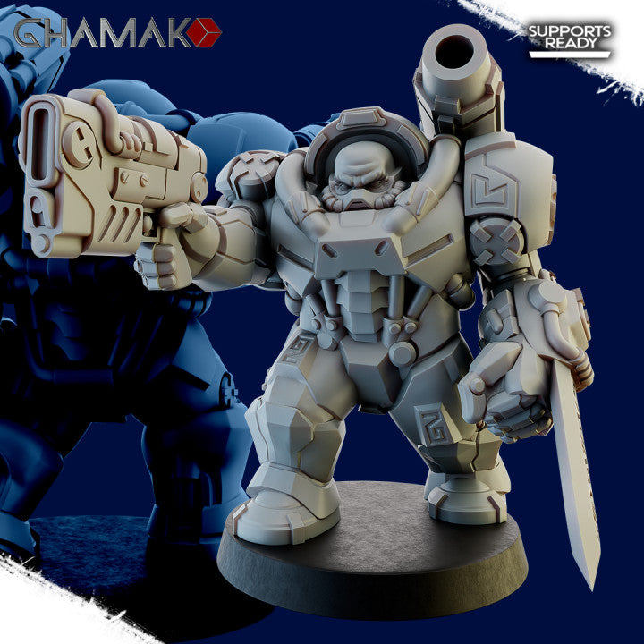 Space Dwarf Iron Guards (5 Units), proxy miniature, squad, 28mm heroic scale unpainted resin, view 5