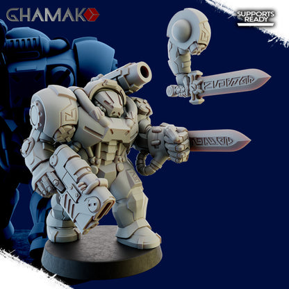 Space Dwarf Iron Guards (5 Units), proxy miniature, squad, 28mm heroic scale unpainted resin, view 6
