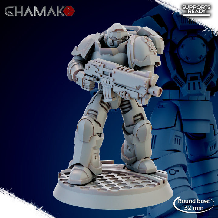 Space Knights Imperators Militum Rifle (10 Units), proxy miniature, squad, 28mm heroic scale unpainted, view 5