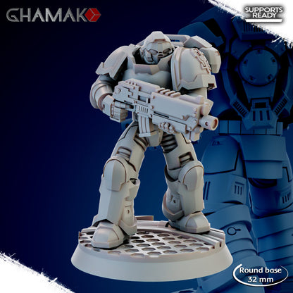 Space Knights Imperators Militum Rifle (10 Units), proxy miniature, squad, 28mm heroic scale unpainted, view 5