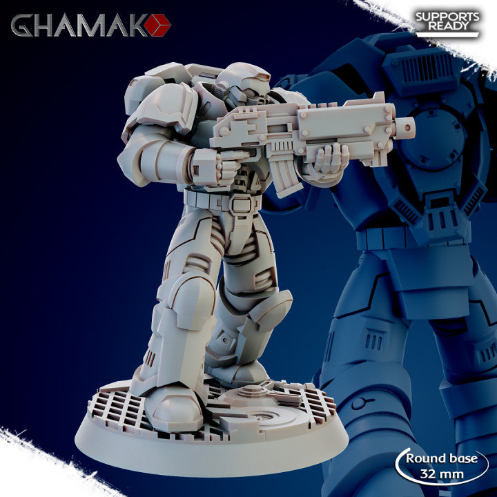 Space Knights Imperators Militum Rifle (10 Units), proxy miniature, squad, 28mm heroic scale unpainted, view 6