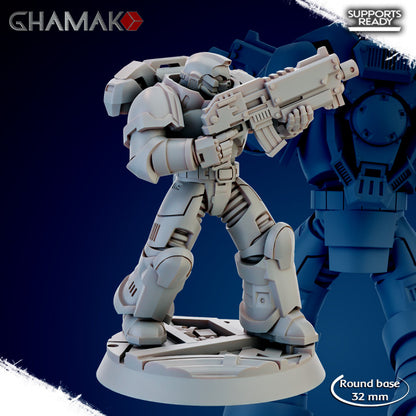 Space Knights Imperators Militum Rifle (10 Units), proxy miniature, squad, 28mm heroic scale unpainted, view 7