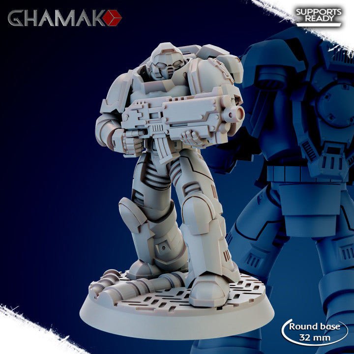 Space Knights Imperators Militum Rifle (10 Units), proxy miniature, squad, 28mm heroic scale unpainted, view 8