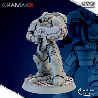 Space Knights Imperators Militum Rifle (10 Units), proxy miniature, squad, 28mm heroic scale unpainted, view 8