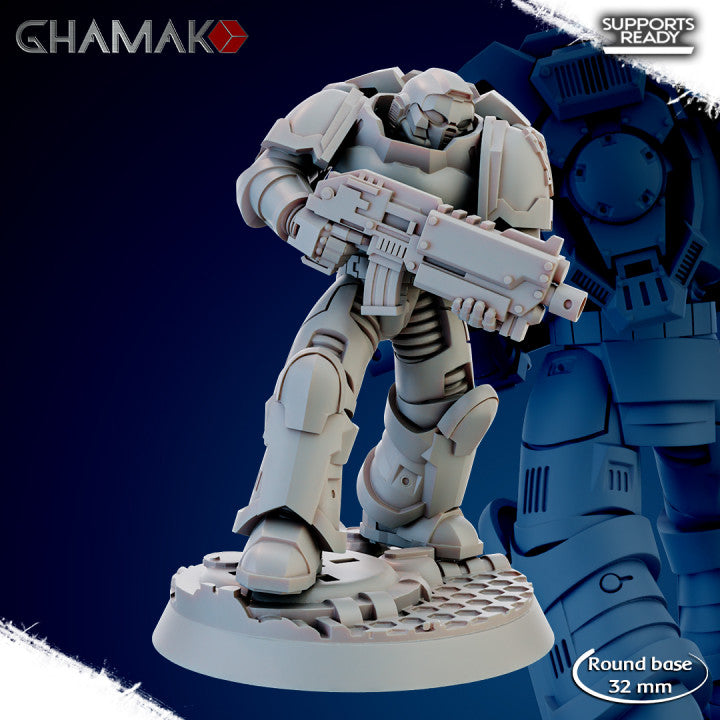 Space Knights Imperators Militum Rifle (10 Units), proxy miniature, squad, 28mm heroic scale unpainted, view 9