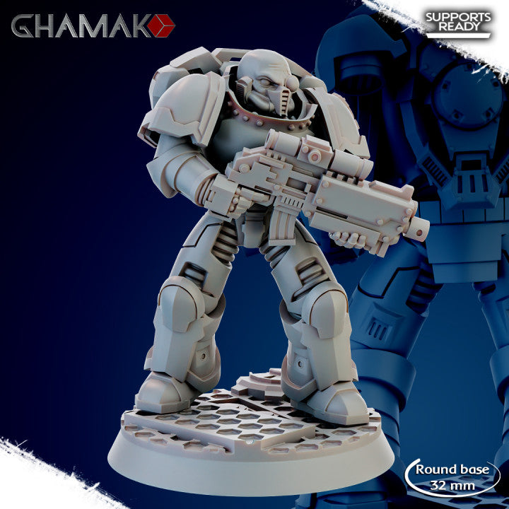 Space Knights Imperators Militum Precision Rifle (10 Units), proxy miniature, squad, 28mm heroic scale, view 2