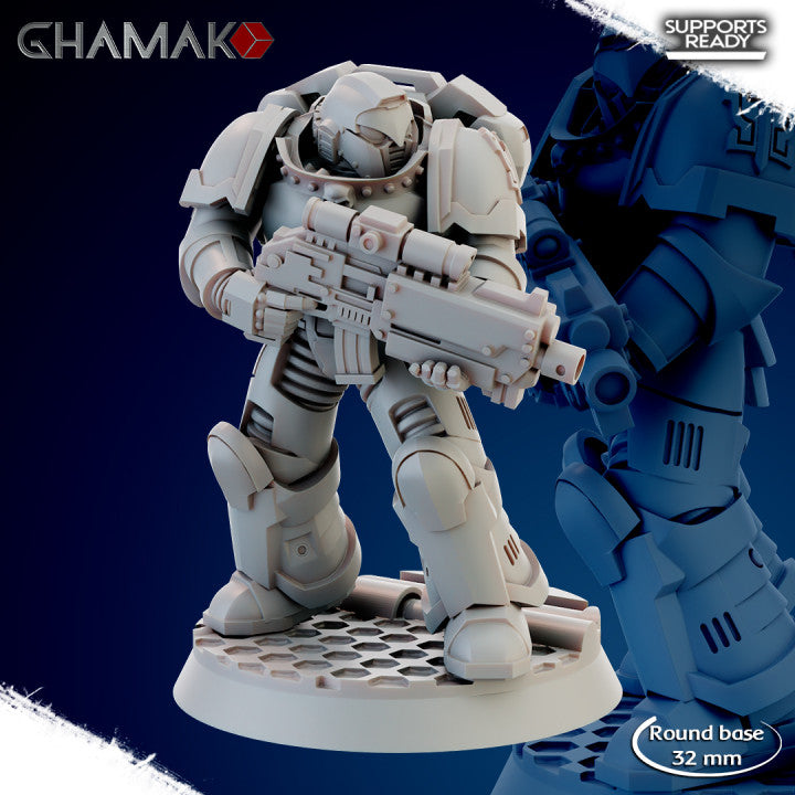 Space Knights Imperators Militum Precision Rifle (10 Units), proxy miniature, squad, 28mm heroic scale, view 3