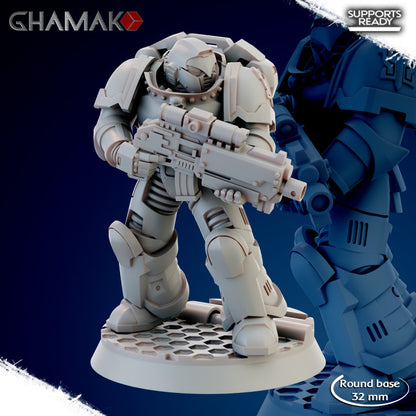 Space Knights Imperators Militum Precision Rifle (10 Units), proxy miniature, squad, 28mm heroic scale, view 3