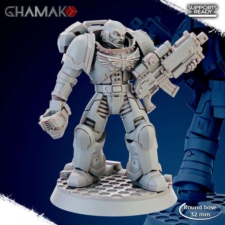 Space Knights Imperators Militum Precision Rifle (10 Units), proxy miniature, squad, 28mm heroic scale, view 4
