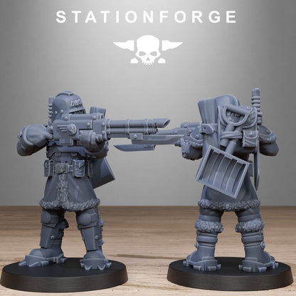 Grim Guard Frostwatch Patrol, Imperial Army proxy miniature, infantry, 28mm heroic scale unpainted resin, view 6