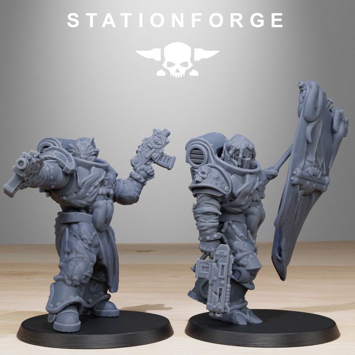 Dark Space Knights (10 Units), proxy miniature, squad, 28mm heroic scale unpainted resin, view 8
